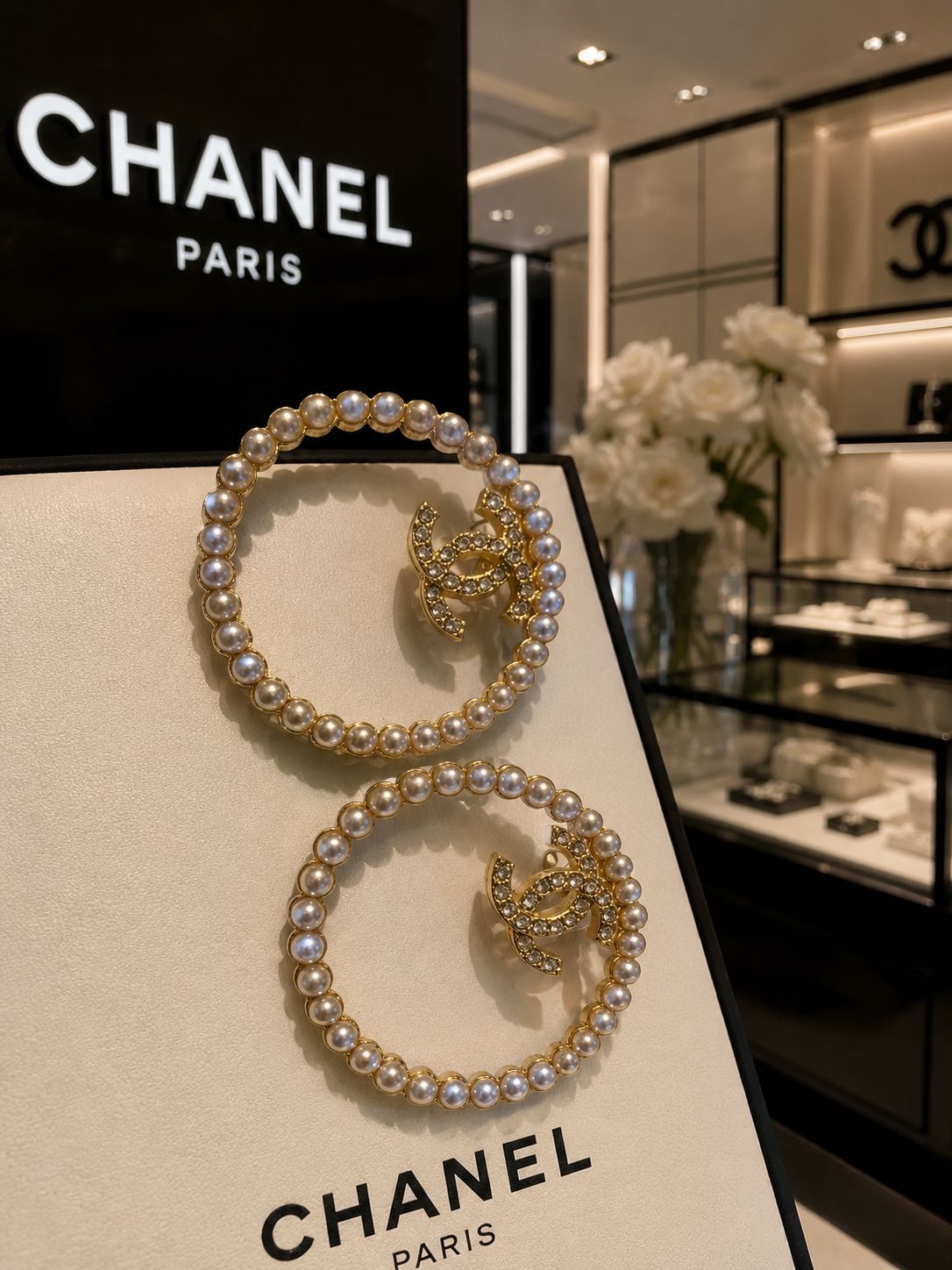 Premium Pearl Hoop Earrings Crystal Inspired Elegant Jewellery - PR Collection