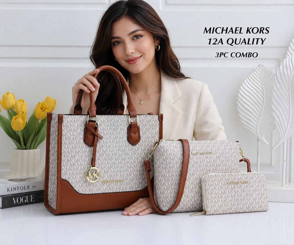 MK 3 Piece Combo Set Tote Handbag Sling Wallet Branded Bag
