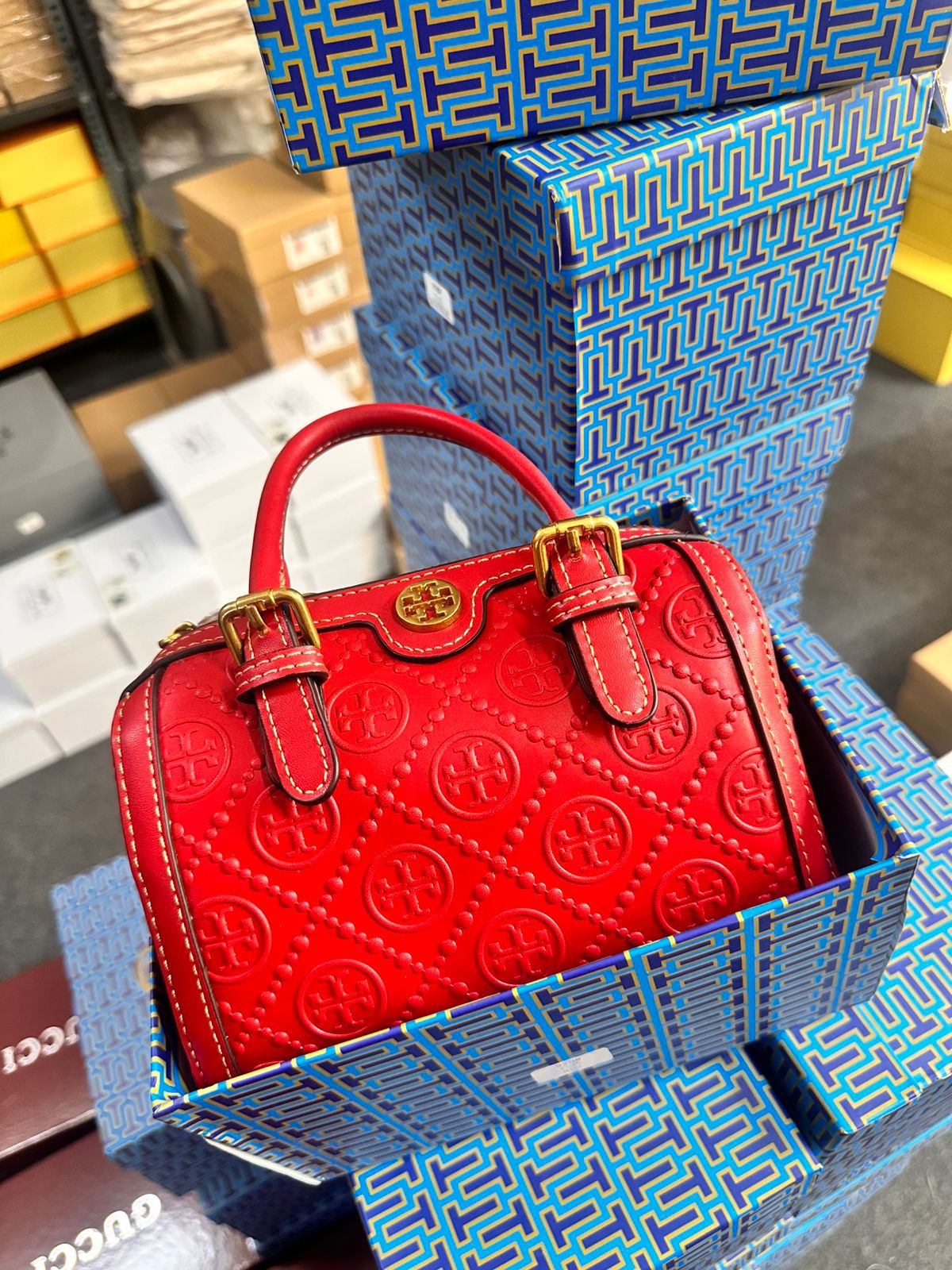 Tory Burch Speedy Bag Red Designer Premium Luxury Women Bag