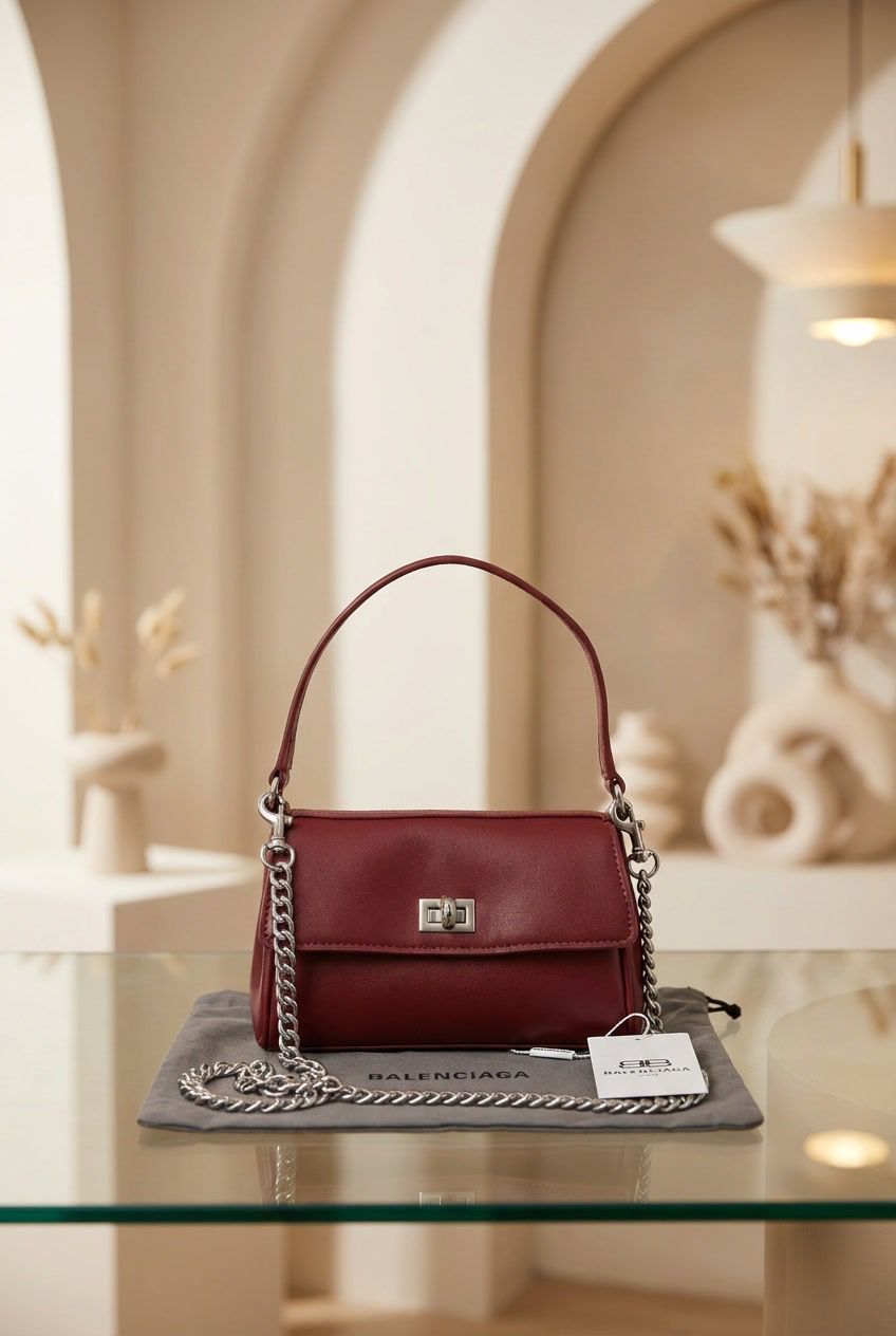 Balenciaga Leather Shoulder Crossbody Bag Red Color Premium Quality