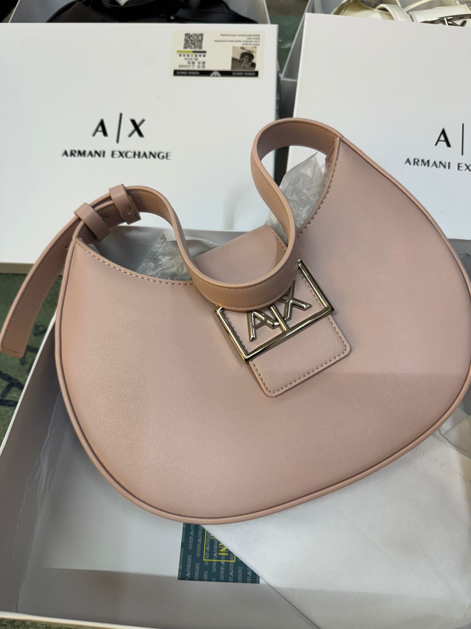 Armani Exchange Minimalist Shoulder Bag Nude Luxury Branded India