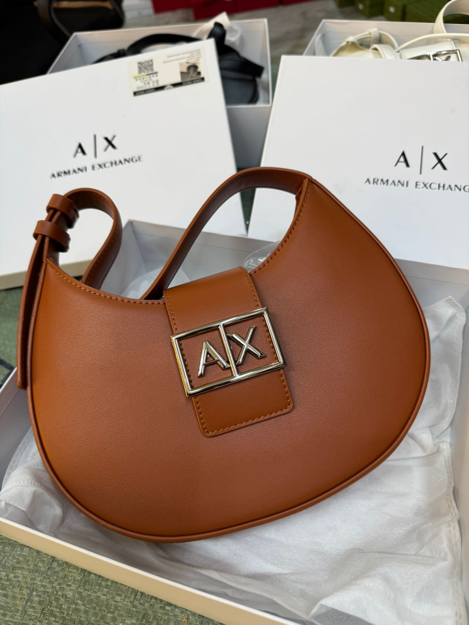 Armani Exchange Shoulder Bag Tan Designer Premium Women Handbag