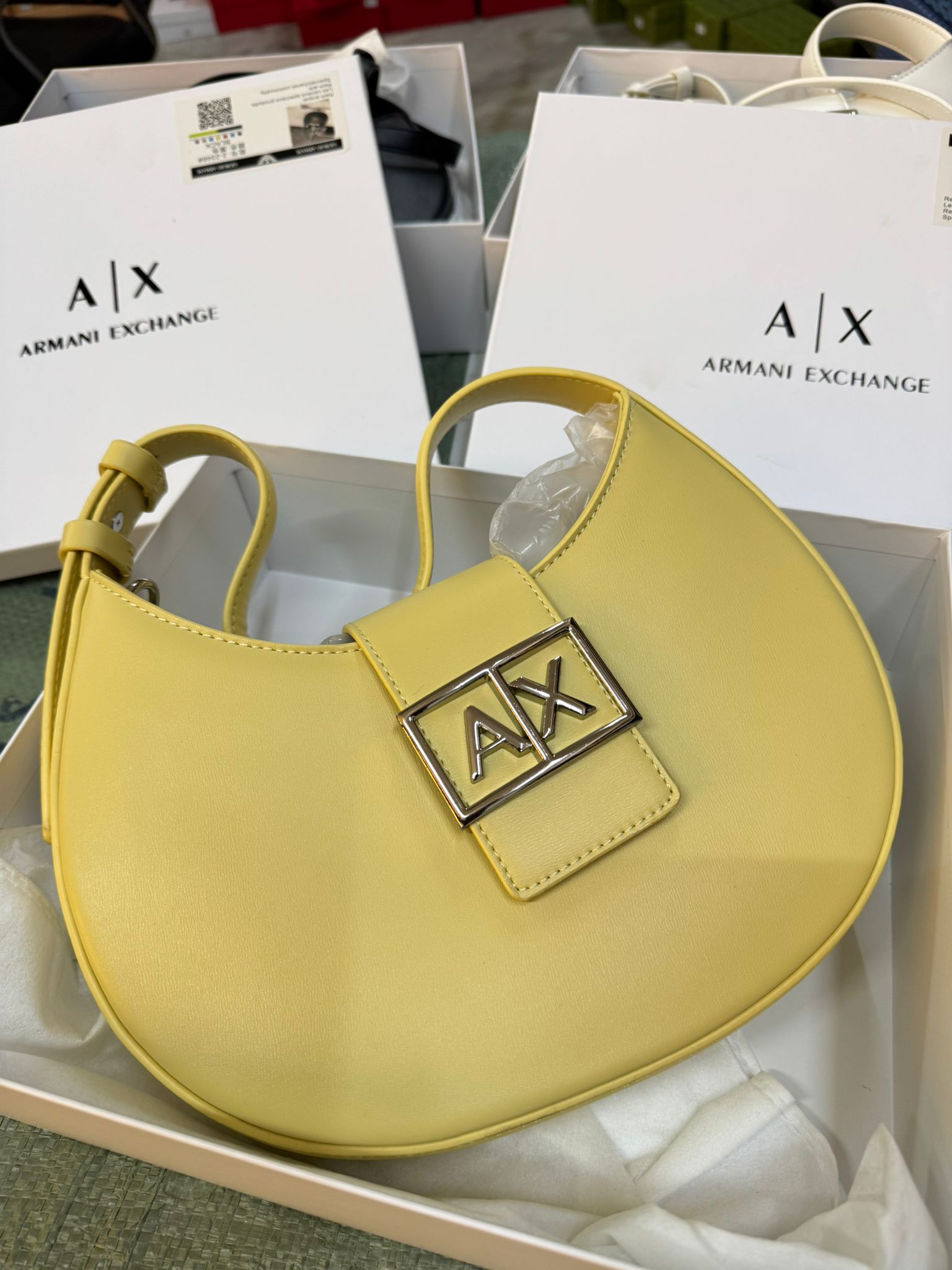 Armani Exchange Shoulder Bag Lemon Luxury Minimalist Branded Bag