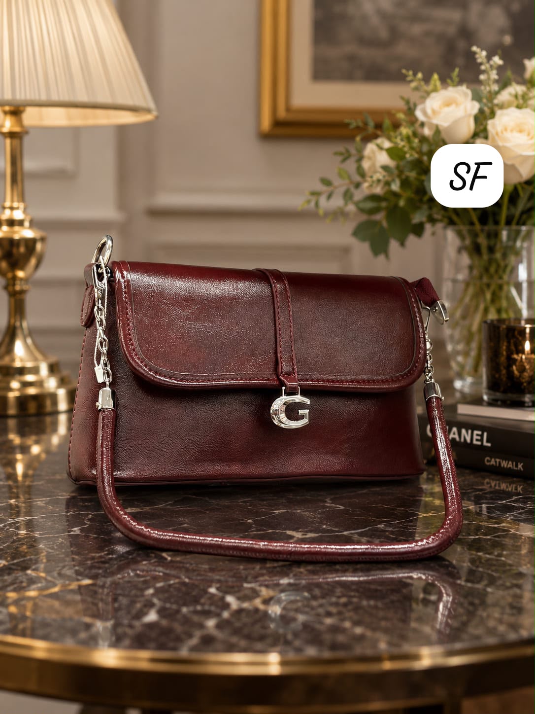 Imported High Quality Fancy Sling Bag Maroon Premium Women India