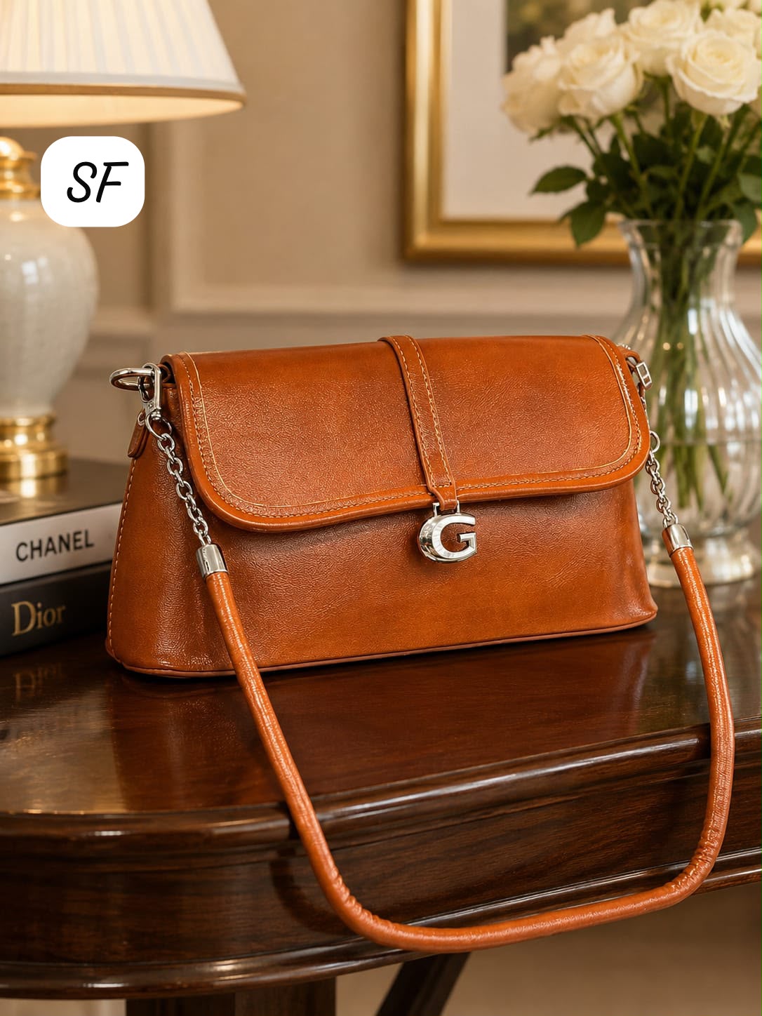 Imported Fancy Sling Bag Tan Premium Classy Look Women India