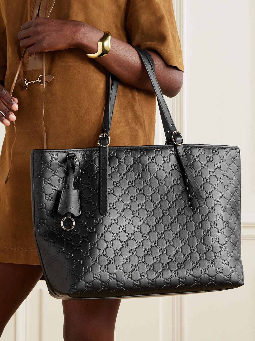 Gucci Emblem Embossed Tote Bag Wine premium designer - PR Collection