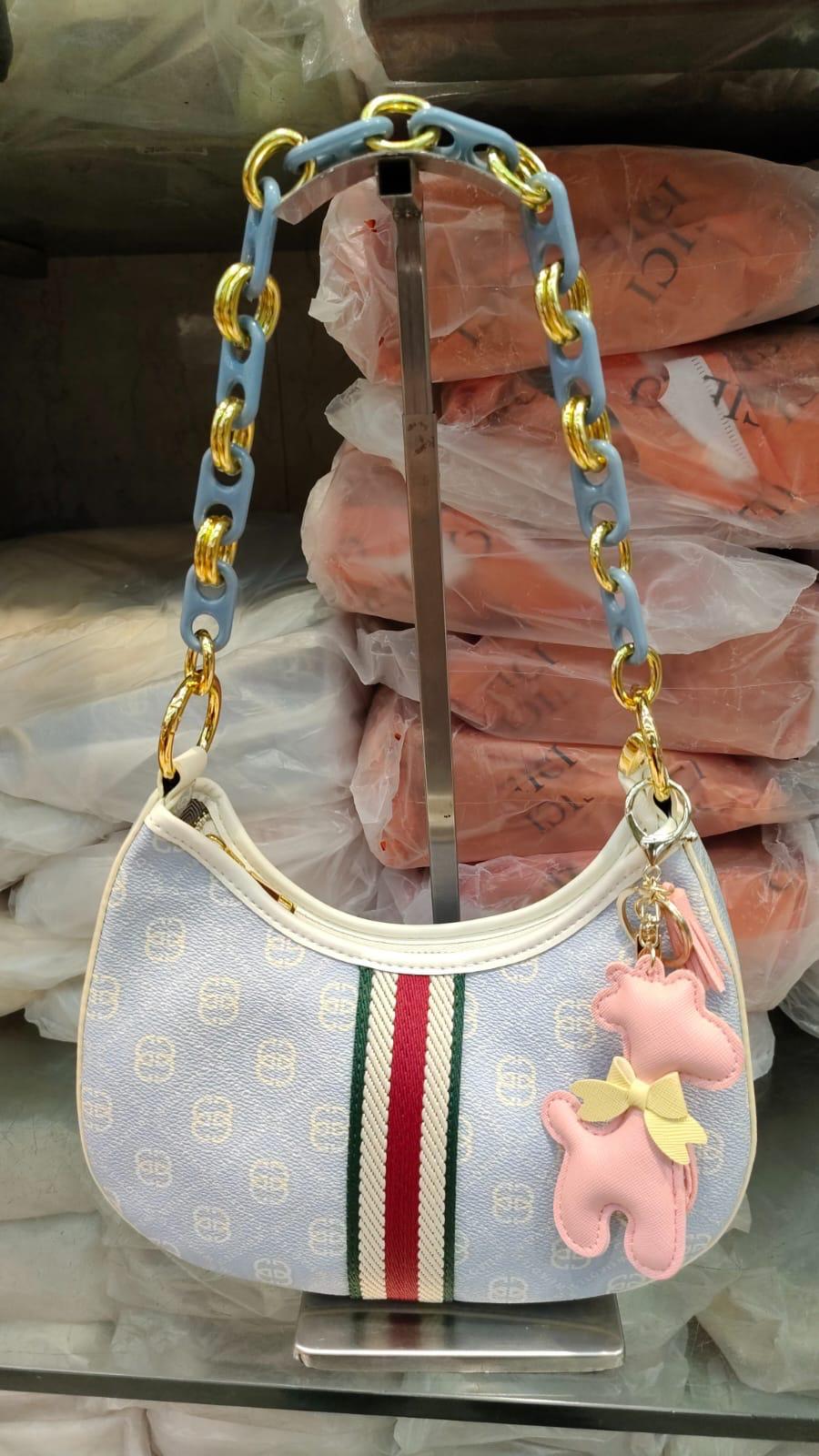 Cute Elegant Shoulder Bag Sky Blue premium leather - PR Collection