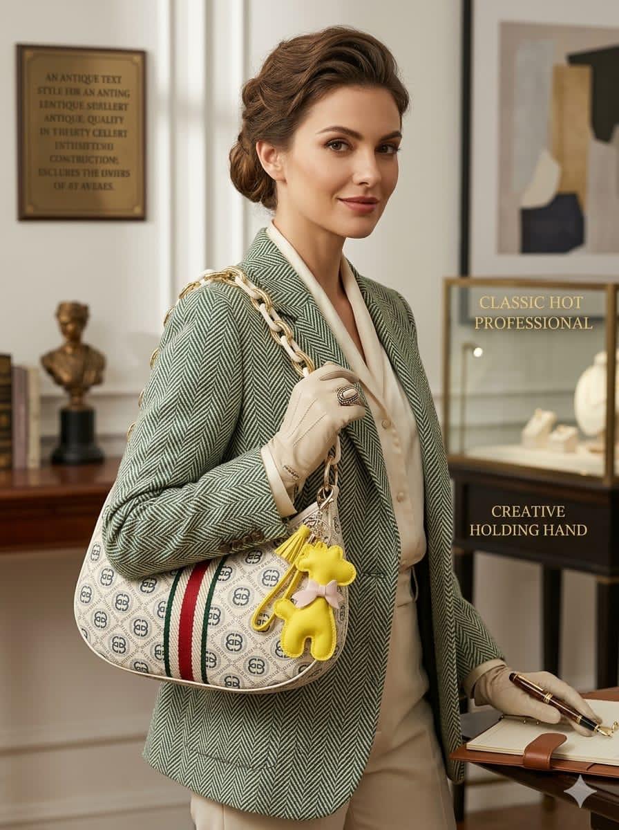 Cute Elegant Shoulder Bag Off-white premium leather - PR Collection