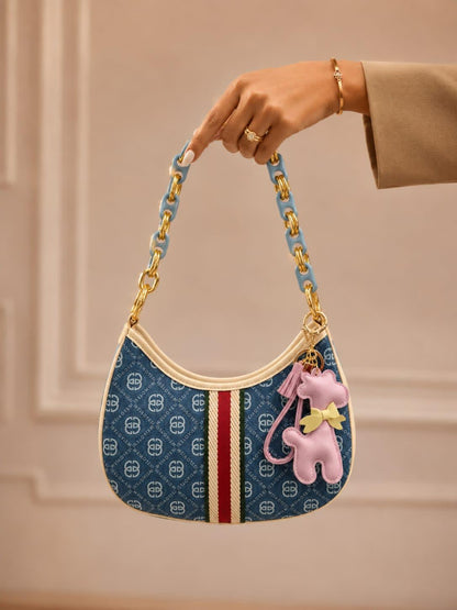 Cute Elegant Shoulder Bag Blue premium leather - PR Collection