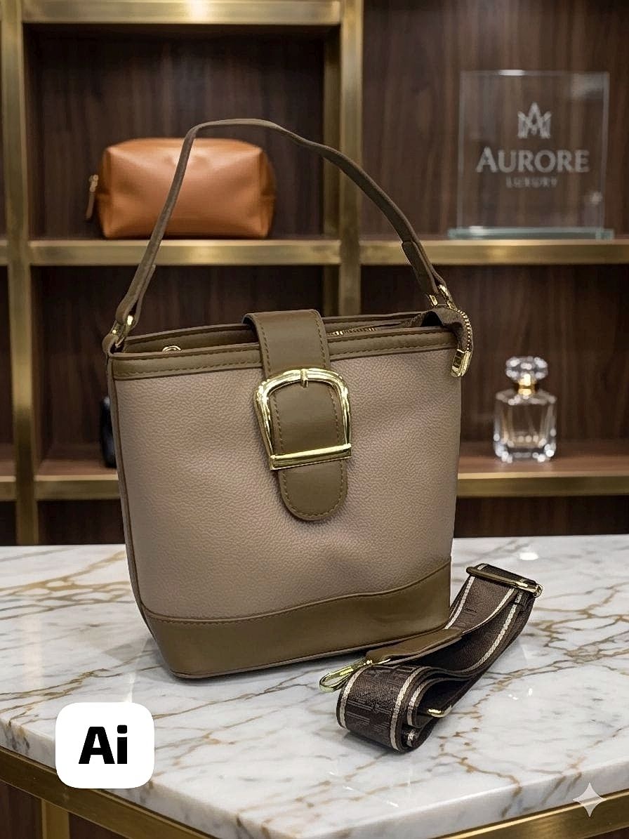 Imported Premium Brown Bucket Sling Bag Side View Fashion Bag India