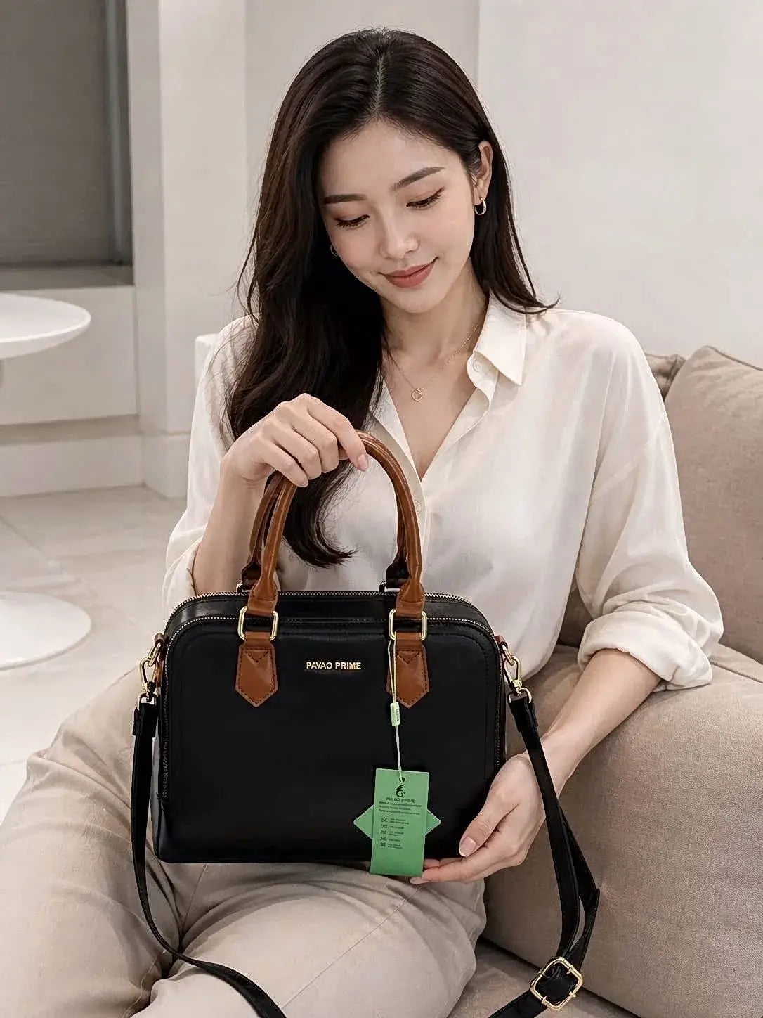 Imported Premium Leather Handbag Side View Elegant Women Bag India