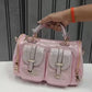 Women's Imported Fashion Designer Rhinestone Embellished Boston Handbag | Dual Pocket Gold Hardware Party Bag