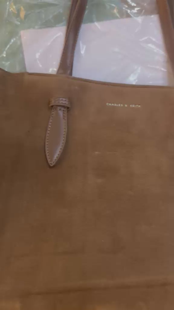Suede Tote Bag | Elongated Handle Leather Handbag