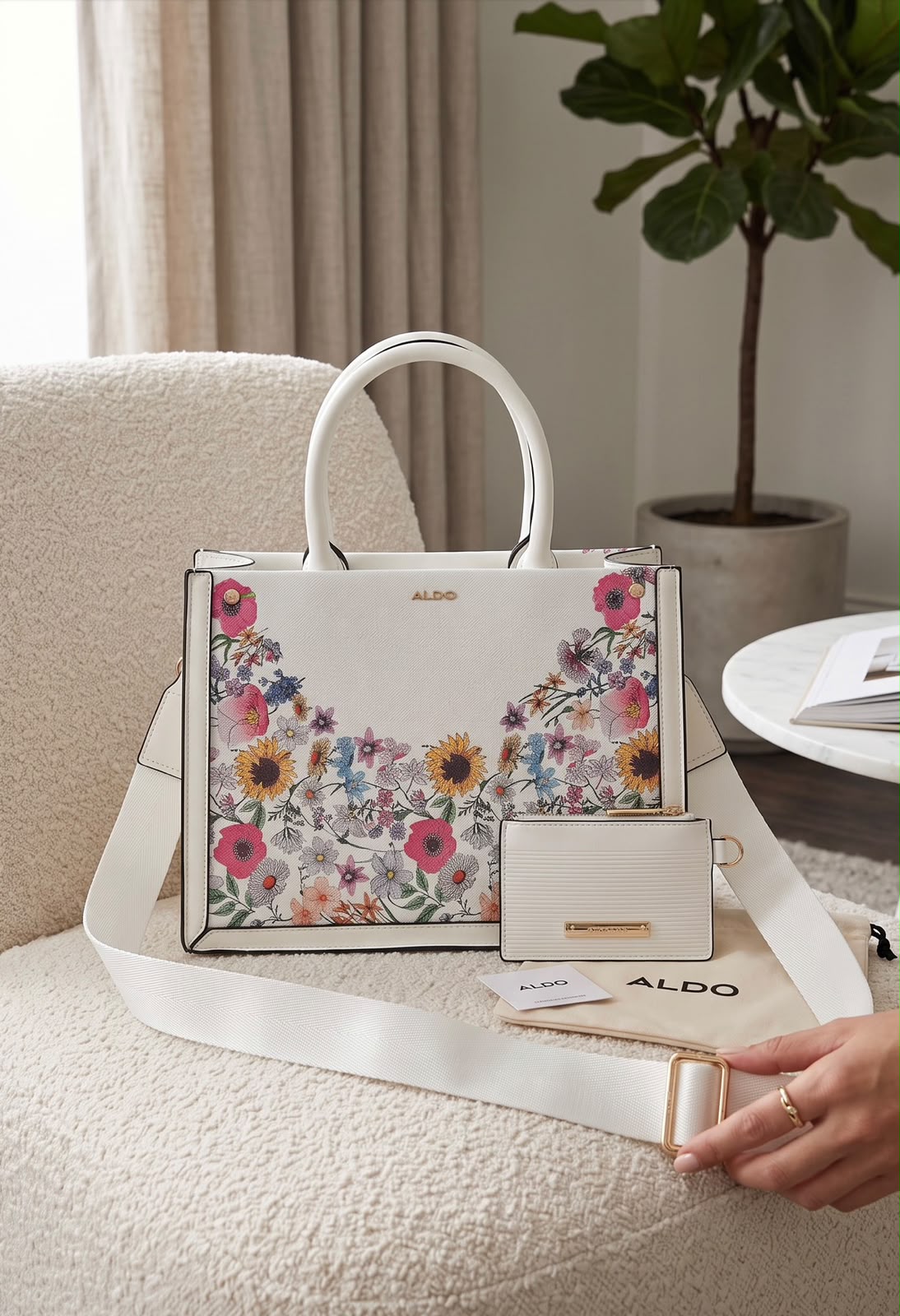 Women Floral Handbag D4 Branded Box Dust Bag Full Detailing Premium Luxury Bag India