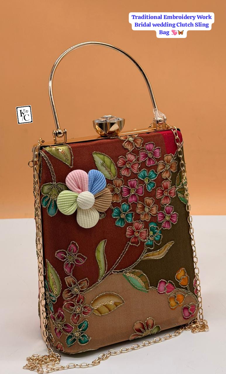 Indian Bridal Wedding Bucket Clutch Sling Bag - PR Collection