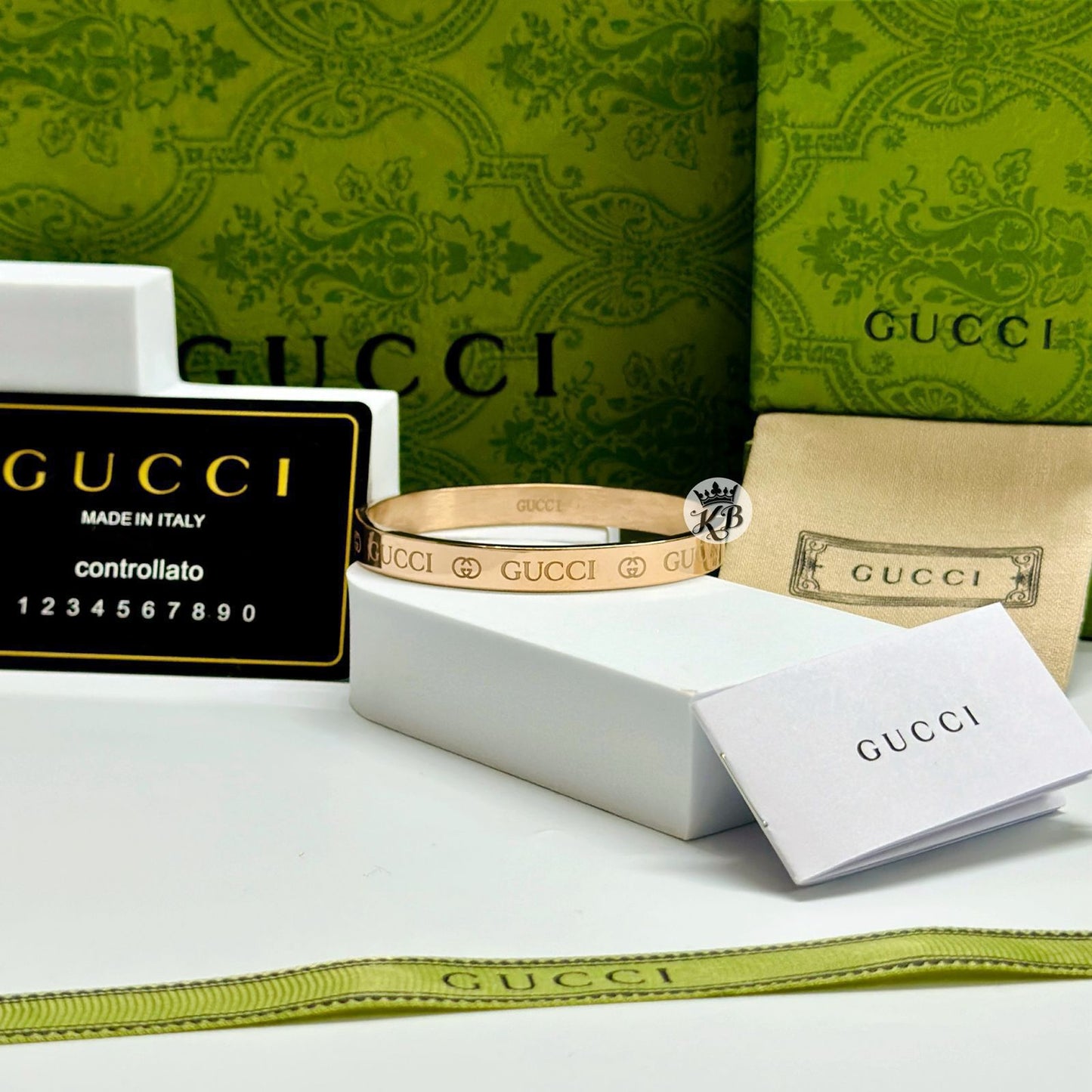 Gucci Premium Unisex Metal Bracelet Black Gold Rose Gold With Green Box - PR Collection