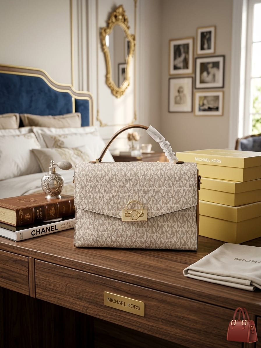 Michael Kors MK Signature Satchel Bag Off White Color - PR Collection