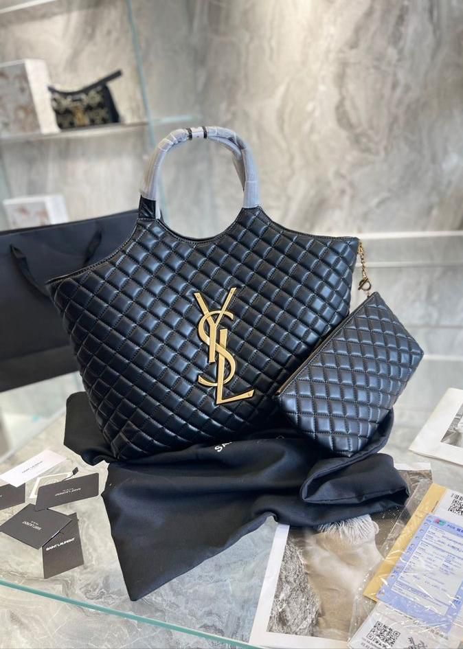 Saint Laurent YSL Icare Maxi Bag Black Quilted Lambskin Celebrity Edition India