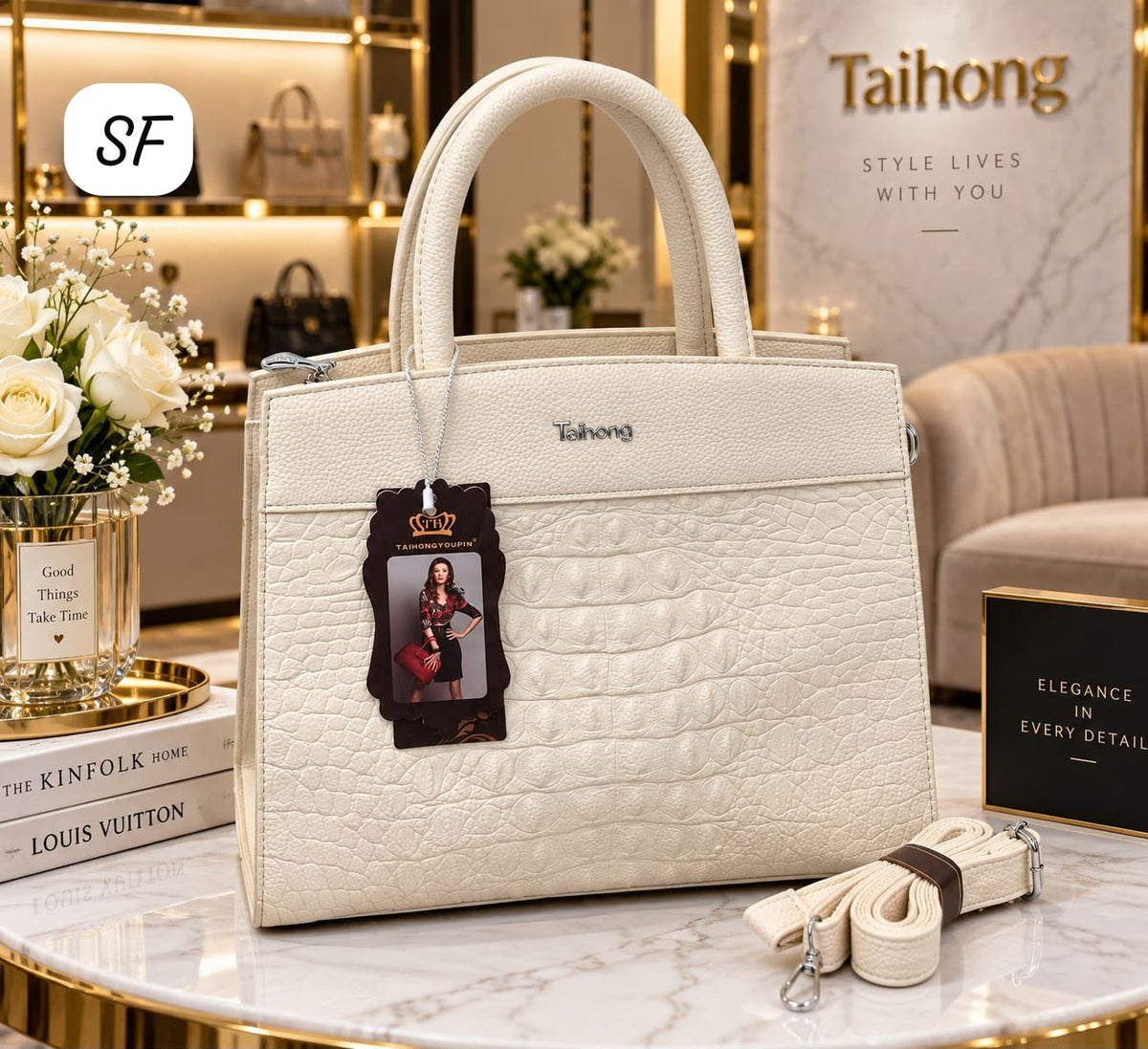 Croco Textured Designer Handbag For Office /Everyday Use