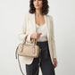 Women Small Satchel Bag Interior Zipper Pocket Pebbled Leather Premium Quality