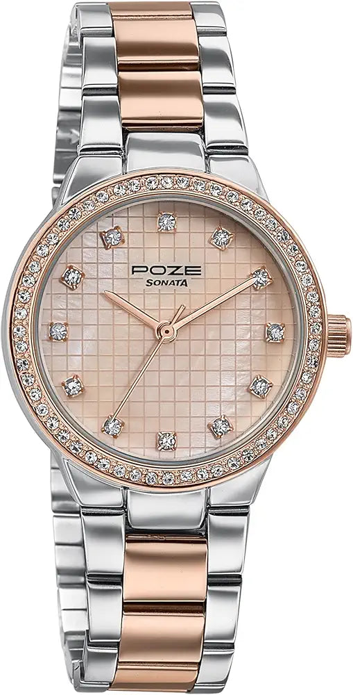 Sonata Gold Dial Watch Women Stainless Steel Fashion Trending - PR Collection