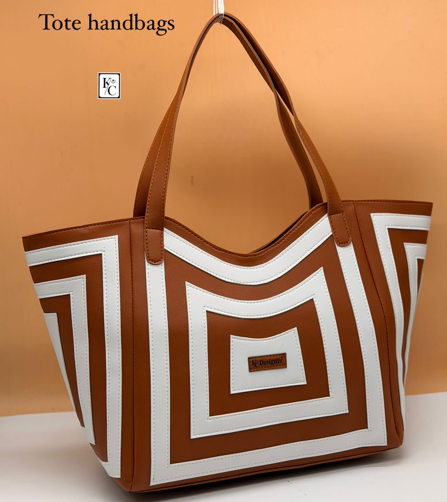 Women's Geometric Print Faux Leather Tote Bag | Multi-Compartment Shoulder Handbag