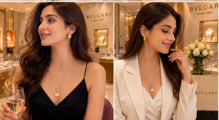 Premium Gold Finish Pendant Necklace Mother of Pearl Inspired Jewellery - PR Collection