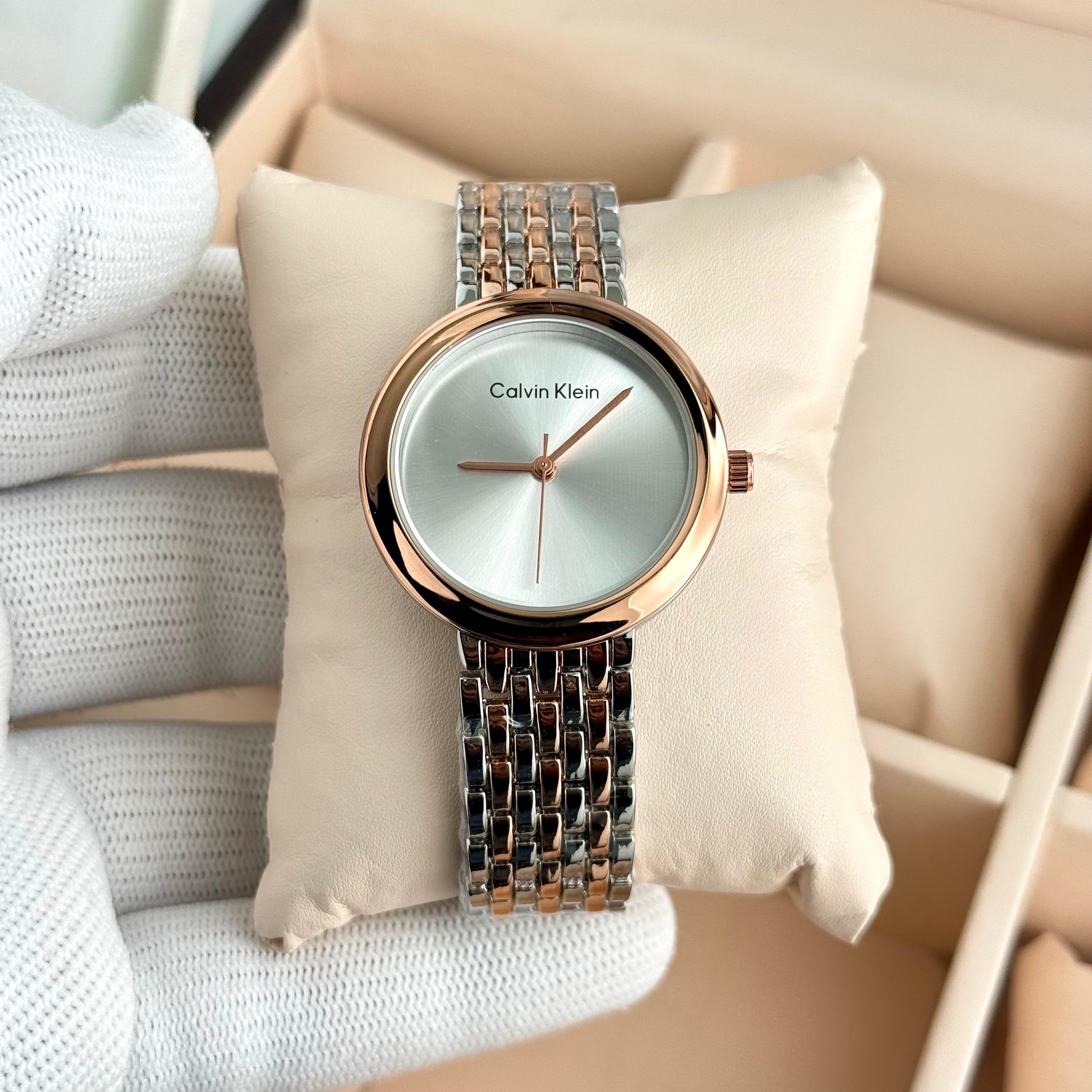 CK premium ladies watch D17 side view stainless steel strap Swiss quartz movement