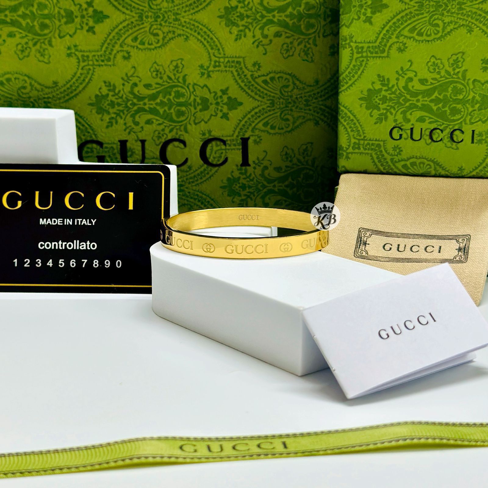 Gucci Premium Unisex Metal Bracelet Black Gold Rose Gold With Green Box - PR Collection