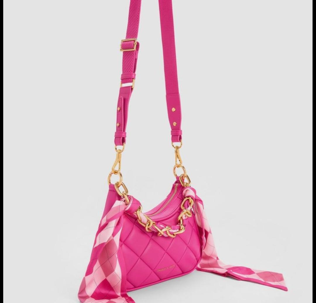 Charles Keith Mini Alcott Scarf Handle Quilted Bag - PR Collection