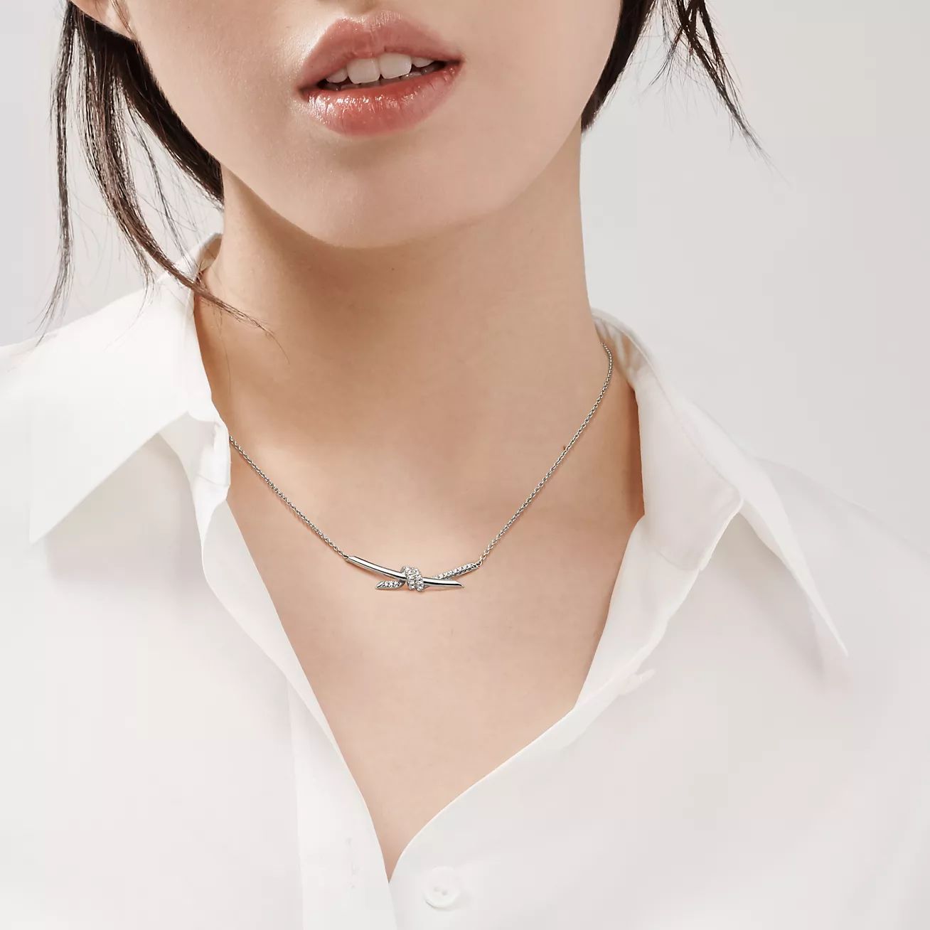 Knot Silver Diamond Pendant