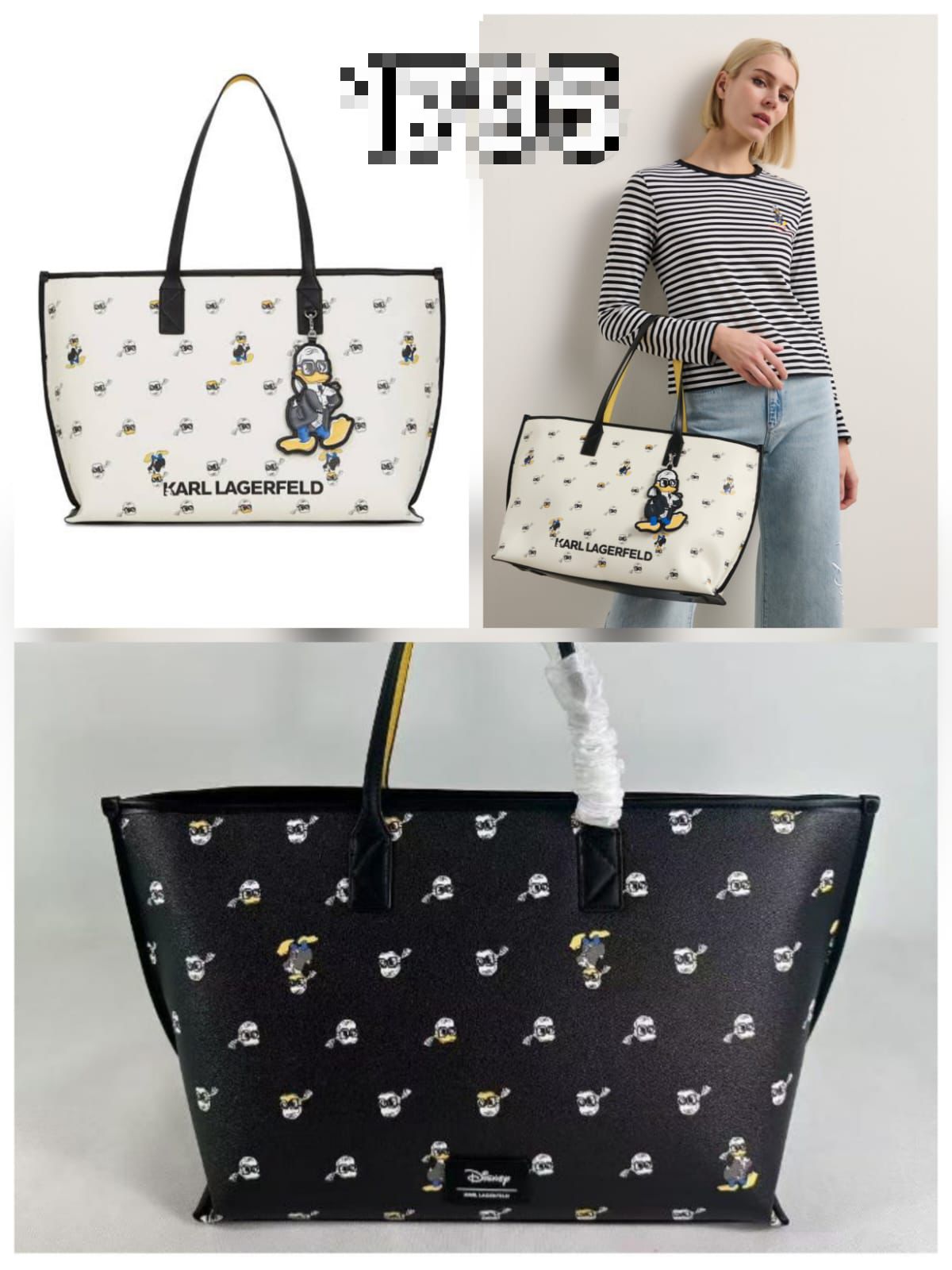 Donald Duck Print Tassel Tote Bag
