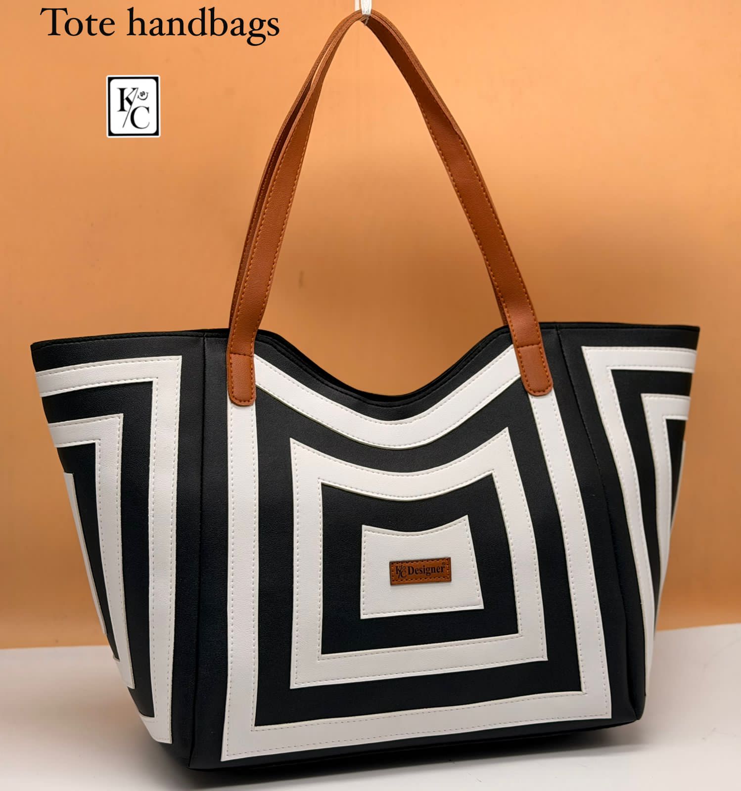 Women's Geometric Print Faux Leather Tote Bag | Multi-Compartment Shoulder Handbag