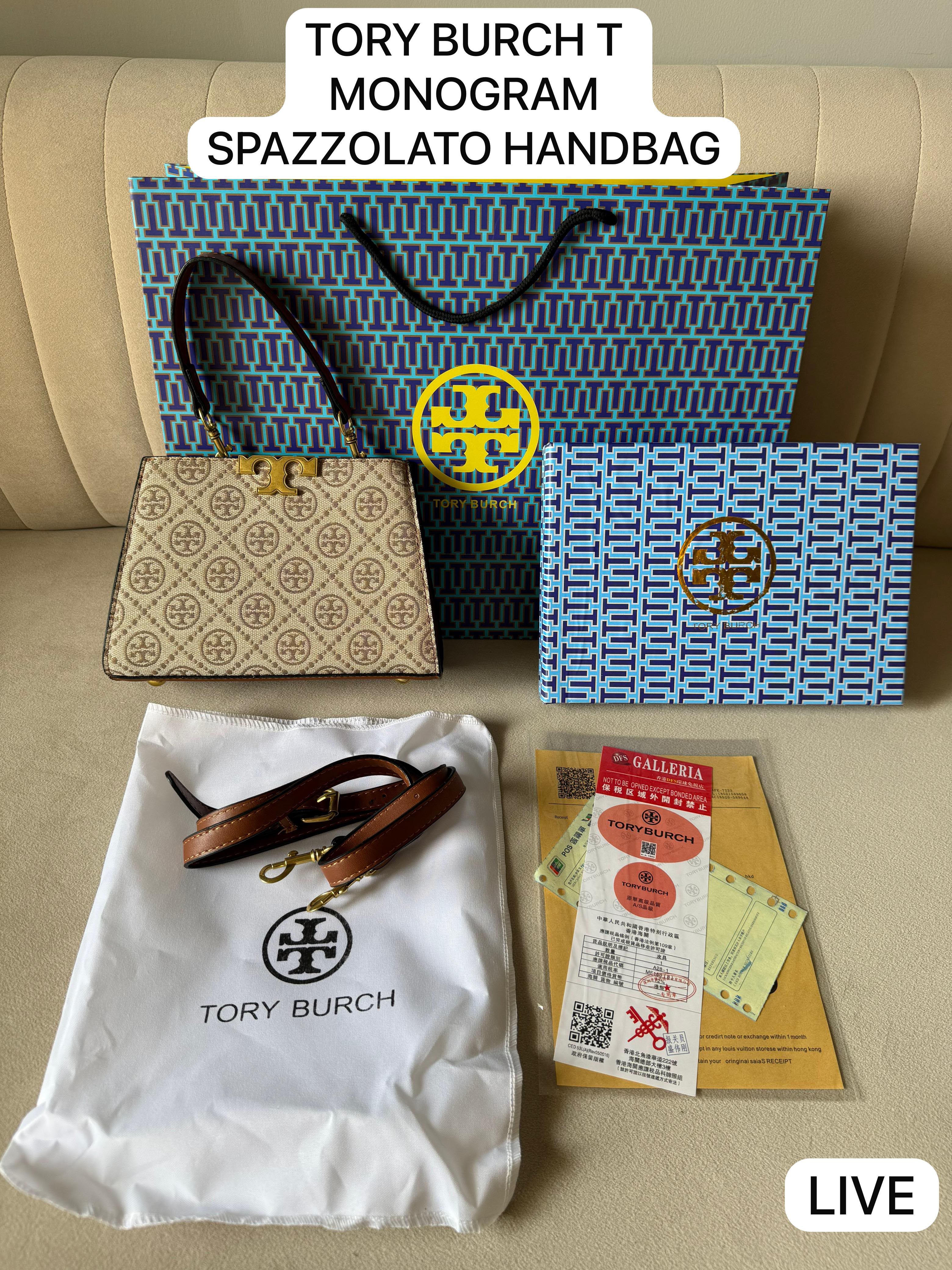 T Monogram Spazzolato Handbag Logo Box Carry Bag Premium Women India