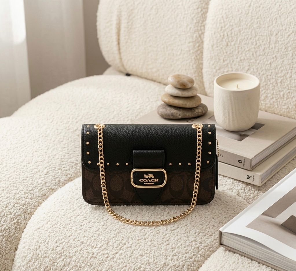 Coach Tabby Shoulder Bag Black Brown Adjustable Strap Branded India