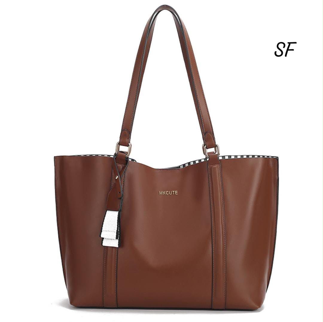 Large Imported Tote Bag Black Tan Premium Quality Everyday Women India