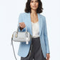 Women Pebbled Leather Satchel Bag Sky Blue Removable Strap Crossbody Handbag