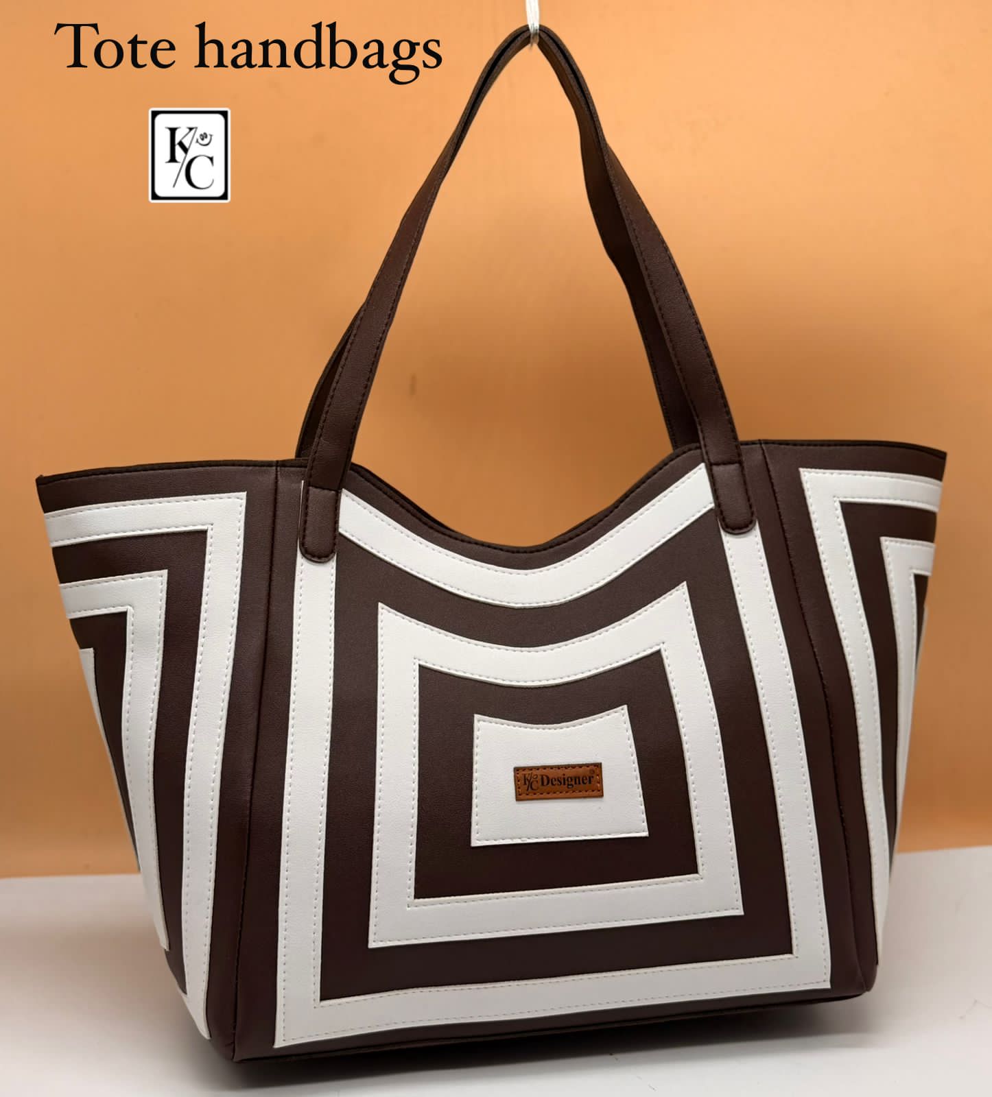 Women's Geometric Print Faux Leather Tote Bag | Multi-Compartment Shoulder Handbag