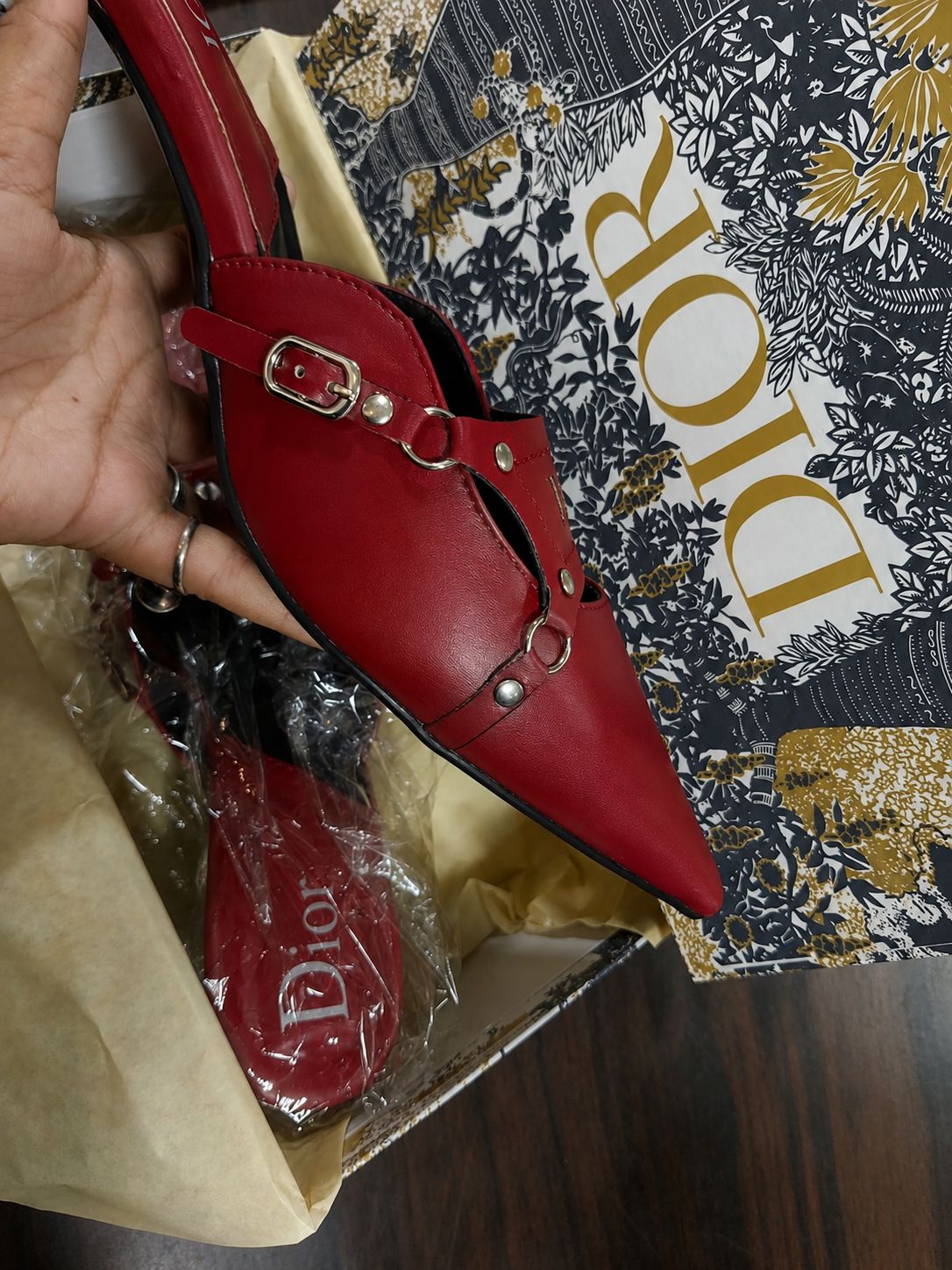 Dior Premium Quality Imported Heels Turkey Collection Brand Box Black Cherry White - PR Collection