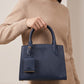 Women Saffiano Monochrome Handbag Blue 12A Premium Quality With Box Mini Pouch Detachable Strap India
