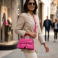 Karl Lagerfeld K/Iconic Handbag Hot Pink - Mirror Copy Heavy Leather Women Bag