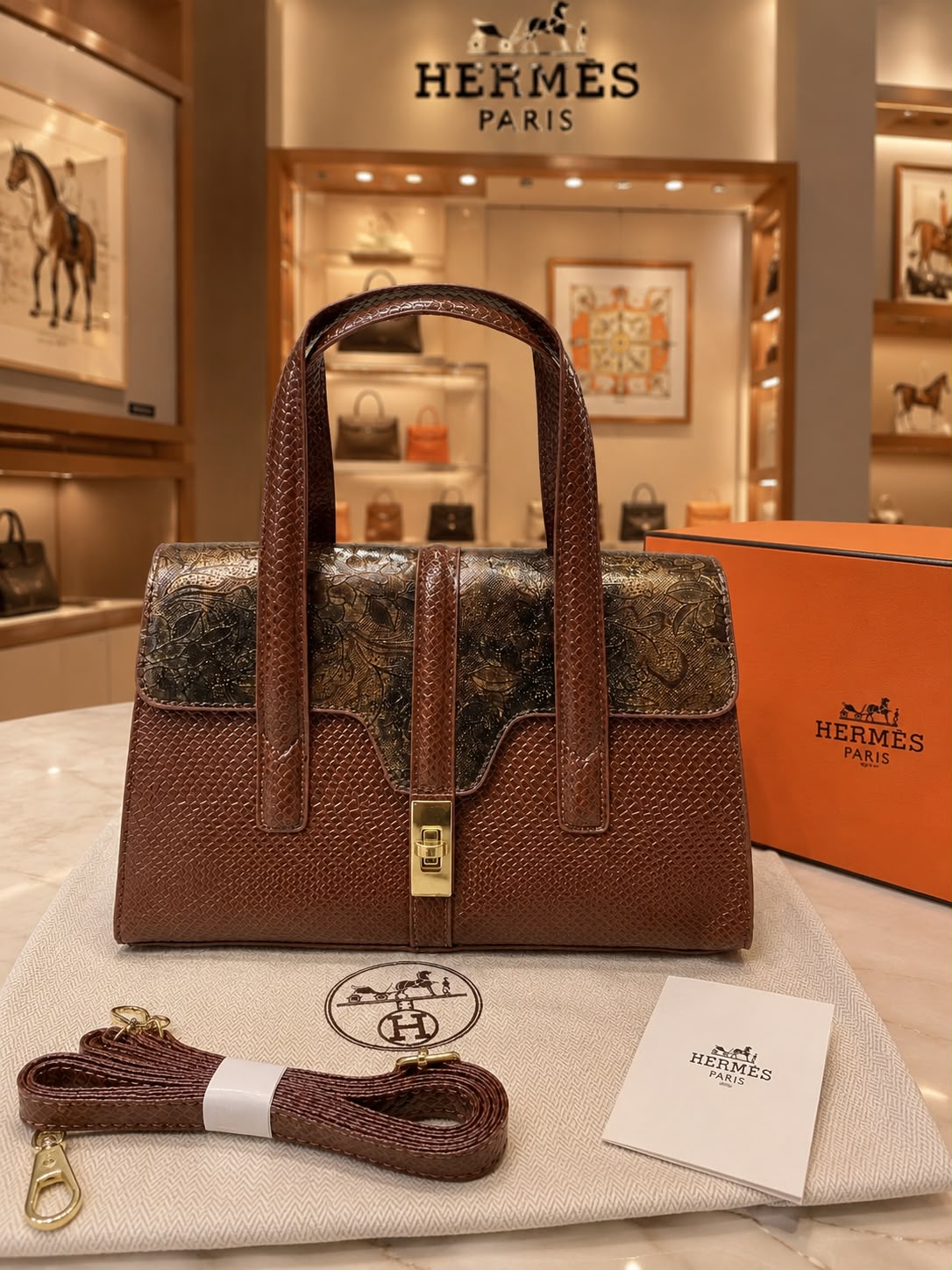 Premium Croco Finish Handbag Hermes Birkin Inspired Women Luxury Bag India