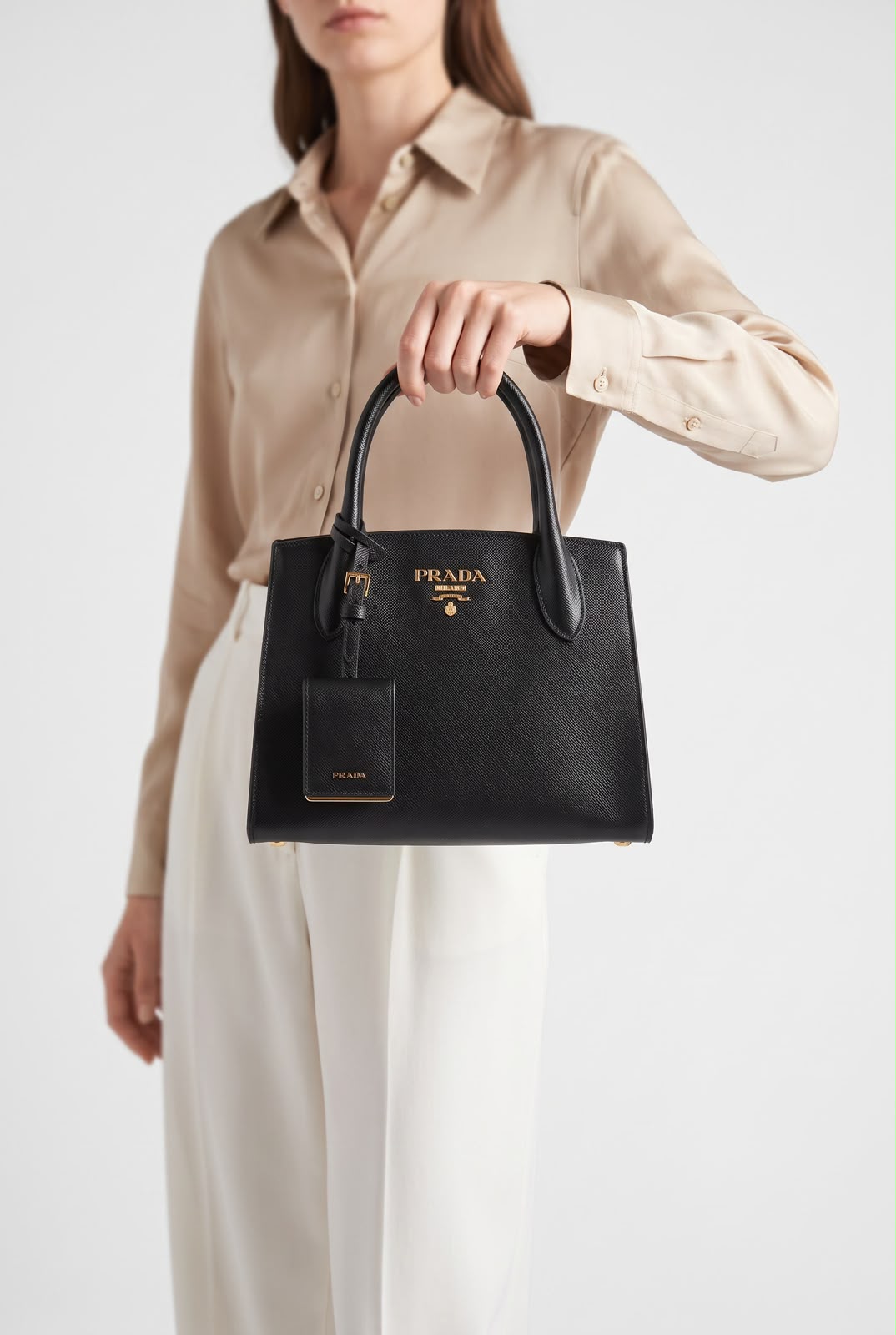 Women Saffiano Monochrome Handbag Nude 12A Premium Quality With Box Dust Cover Detachable Strap India