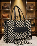 Jacquard Plush Tote Bag with Matching Pouch - PR Collection