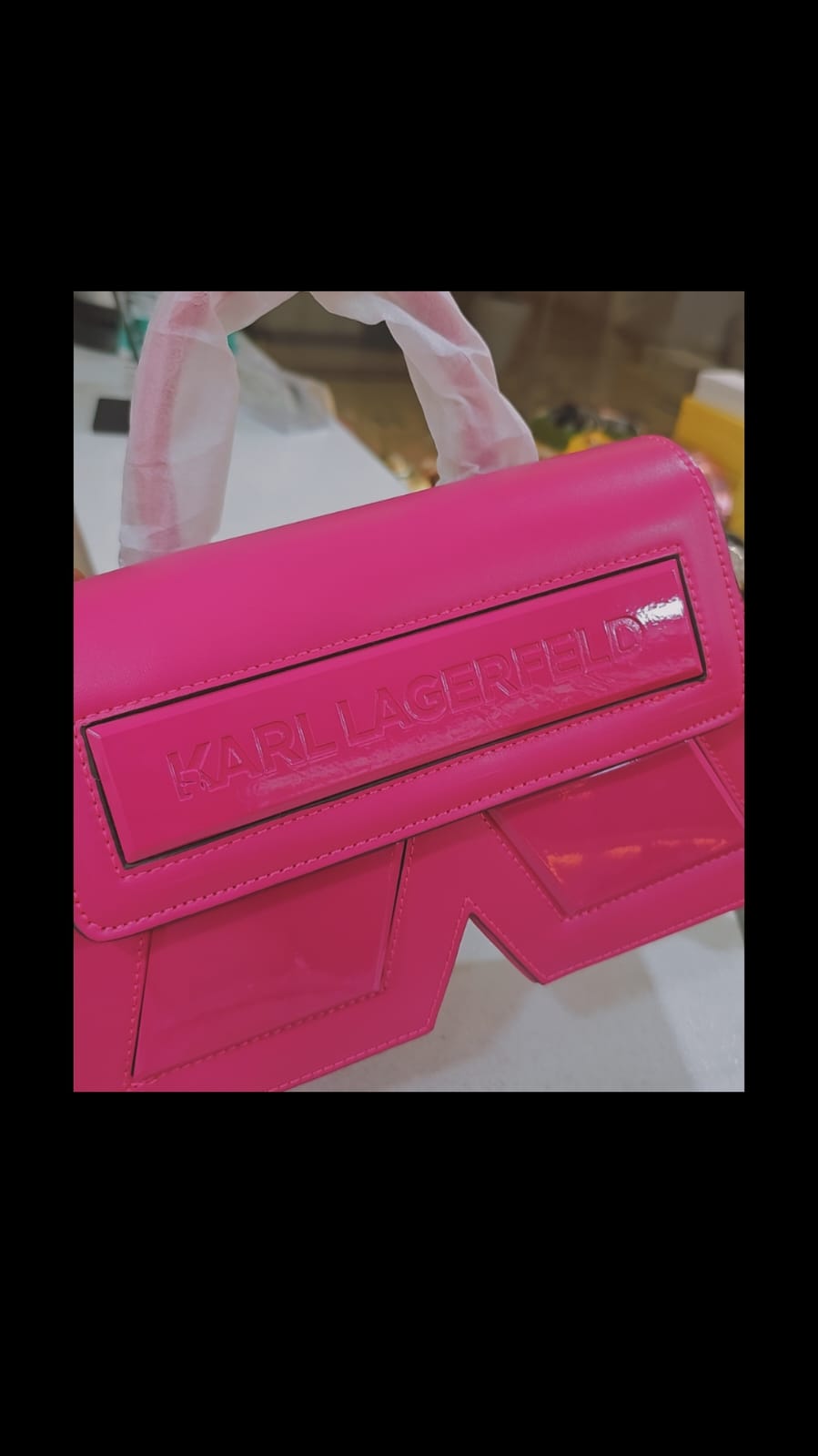 Karl Lagerfeld Hot Pink Handbag Interior View 10x7 Size