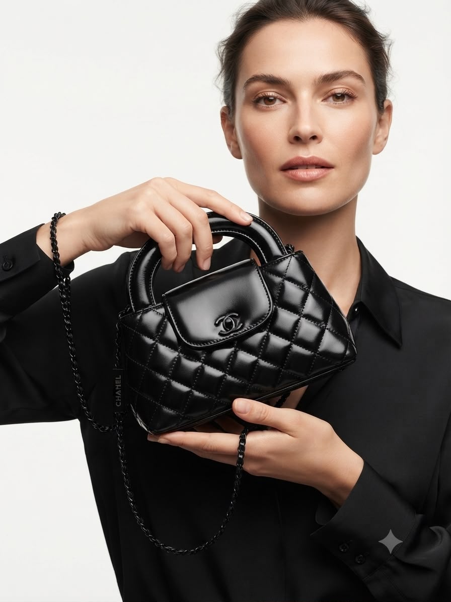 Women Kelly Shopper Sling Bag Black With Box Invoice Satin Dustbag Premium Luxury