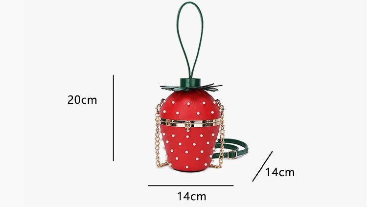 Women's strawberry lemon print shoulder bag red, everyday handbag