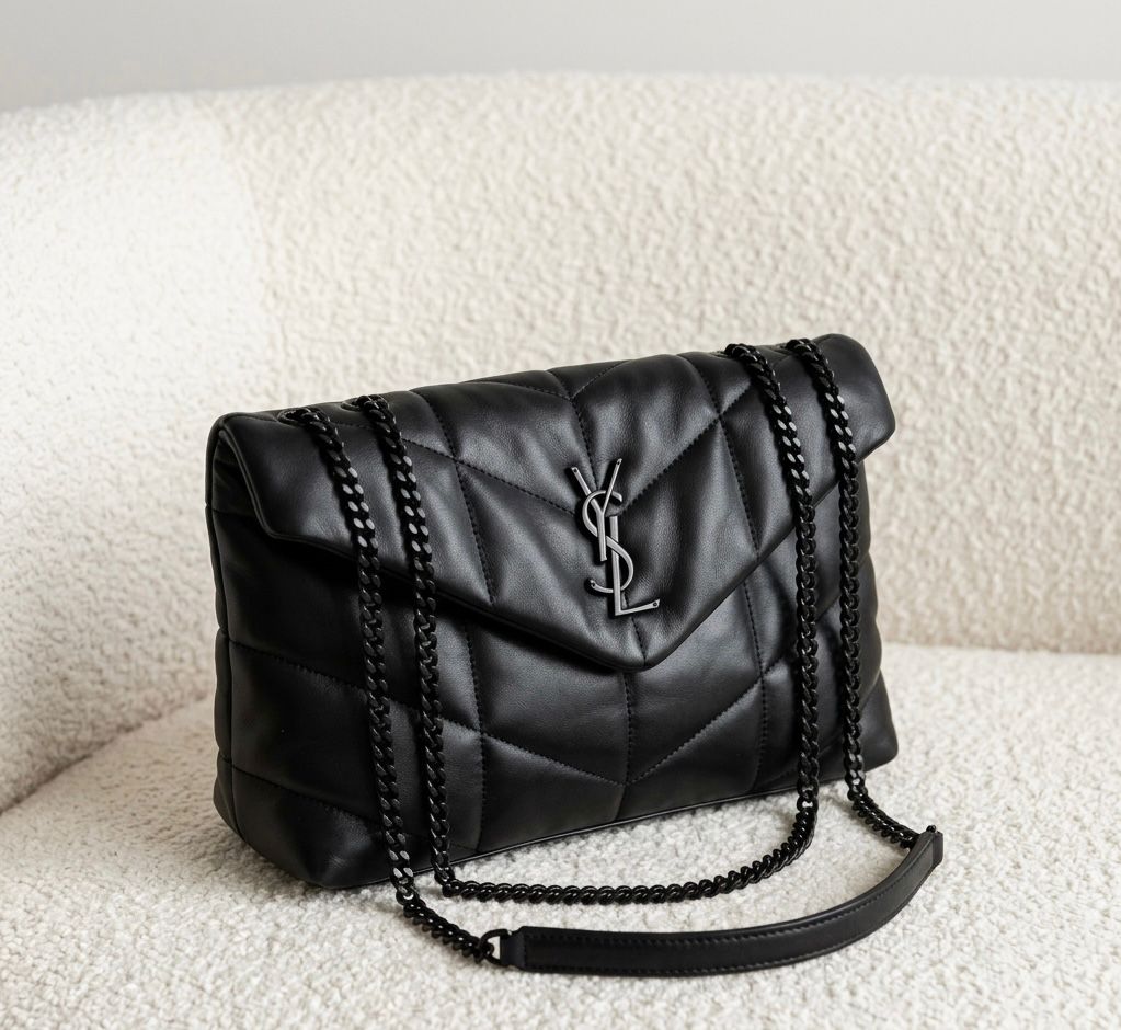 YSL Puffer Chain Shoulder Bag Golden Logo Luxury Branded Women India