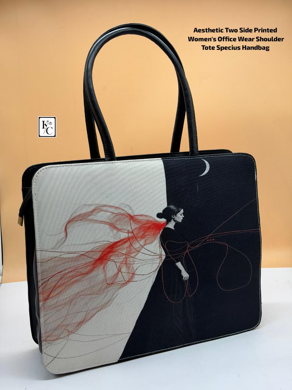Women Vegan Leather Canvas Print Tote Bag D1 Office Laptop Shoulder Handbag India