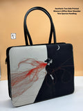 Women Vegan Leather Canvas Print Tote Bag D1 Office Laptop Shoulder Handbag India